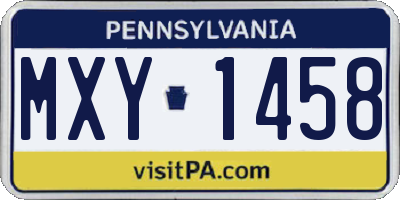 PA license plate MXY1458
