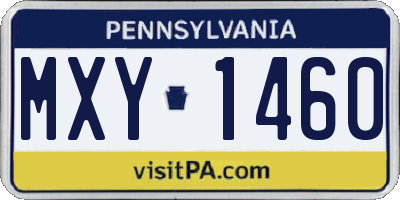 PA license plate MXY1460