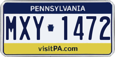 PA license plate MXY1472
