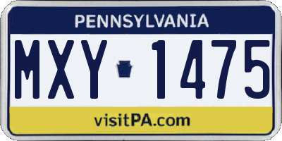 PA license plate MXY1475