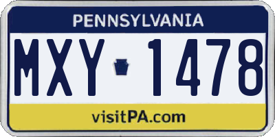 PA license plate MXY1478
