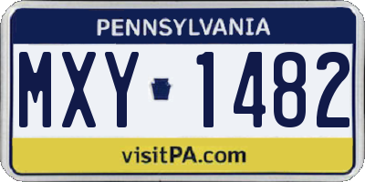 PA license plate MXY1482