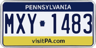 PA license plate MXY1483