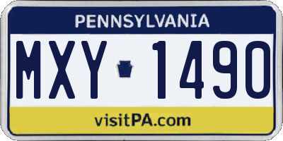PA license plate MXY1490