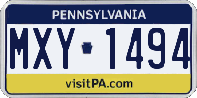 PA license plate MXY1494