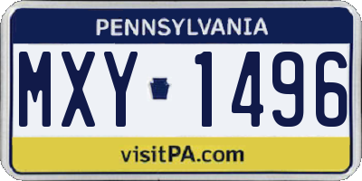 PA license plate MXY1496