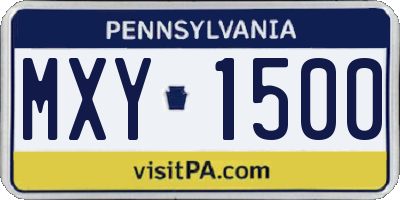 PA license plate MXY1500
