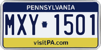 PA license plate MXY1501