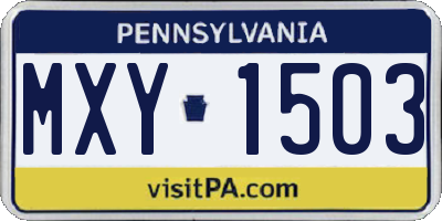 PA license plate MXY1503