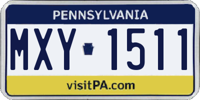PA license plate MXY1511