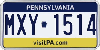 PA license plate MXY1514