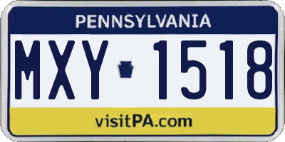 PA license plate MXY1518