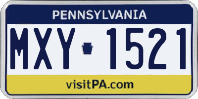 PA license plate MXY1521
