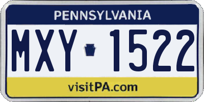 PA license plate MXY1522