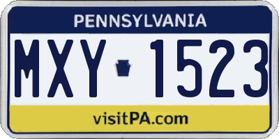PA license plate MXY1523