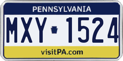 PA license plate MXY1524