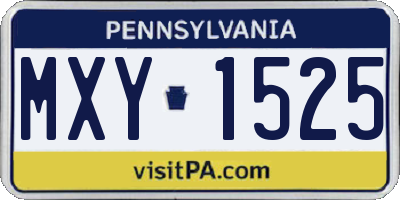 PA license plate MXY1525