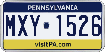 PA license plate MXY1526