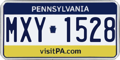 PA license plate MXY1528