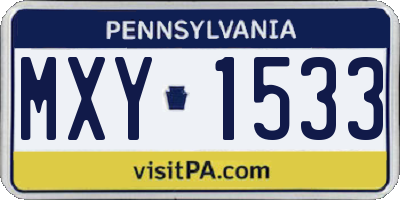 PA license plate MXY1533