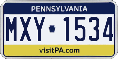 PA license plate MXY1534