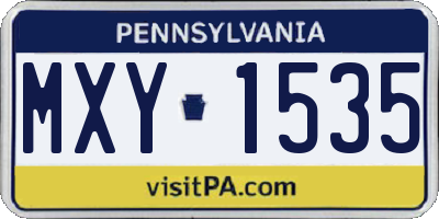 PA license plate MXY1535