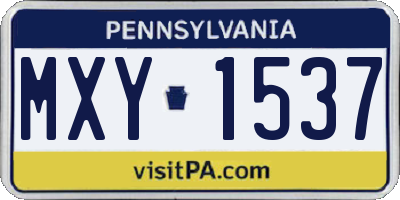 PA license plate MXY1537