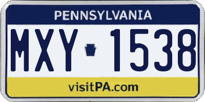 PA license plate MXY1538