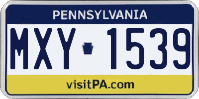 PA license plate MXY1539