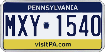 PA license plate MXY1540
