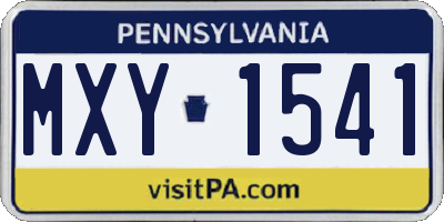 PA license plate MXY1541
