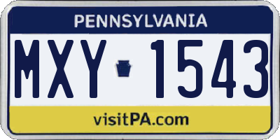 PA license plate MXY1543