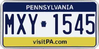PA license plate MXY1545