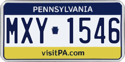 PA license plate MXY1546