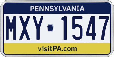 PA license plate MXY1547