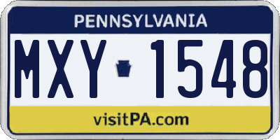 PA license plate MXY1548