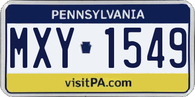 PA license plate MXY1549