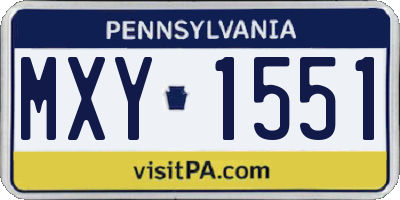 PA license plate MXY1551