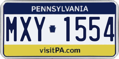 PA license plate MXY1554