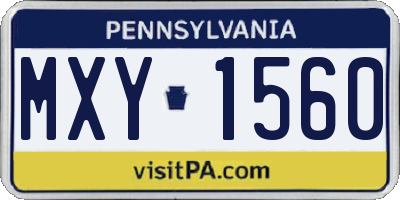 PA license plate MXY1560