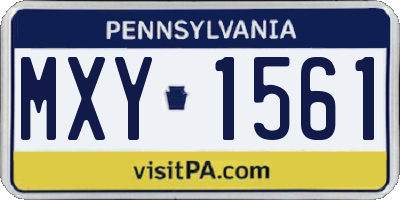 PA license plate MXY1561