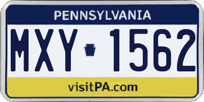 PA license plate MXY1562