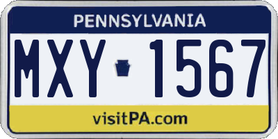 PA license plate MXY1567