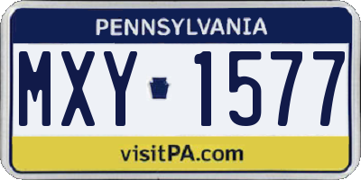 PA license plate MXY1577