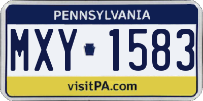PA license plate MXY1583