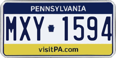 PA license plate MXY1594