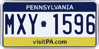 PA license plate MXY1596