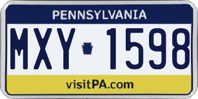 PA license plate MXY1598