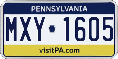 PA license plate MXY1605