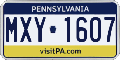 PA license plate MXY1607